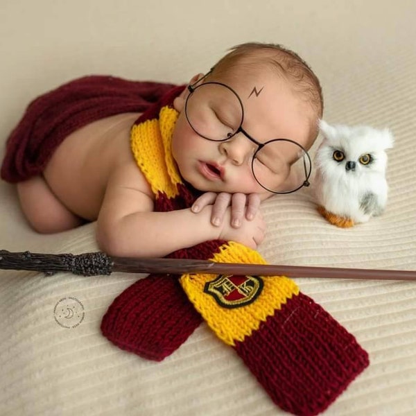 RTS!!! Baby props set Photography prop Baby accessories Newborn/Toddler photo prop Scarf Round glasses Owl Magic wand 4pcs set