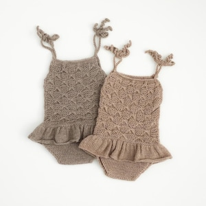 RTS! Knitted romper dress| Newborn photography props Baby girl lifestyle neutral knitted props Newborn patterned romper with skirt
