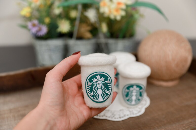 Needle felted Starbucks cup Felted toys Newborn Toddler photo Etsy