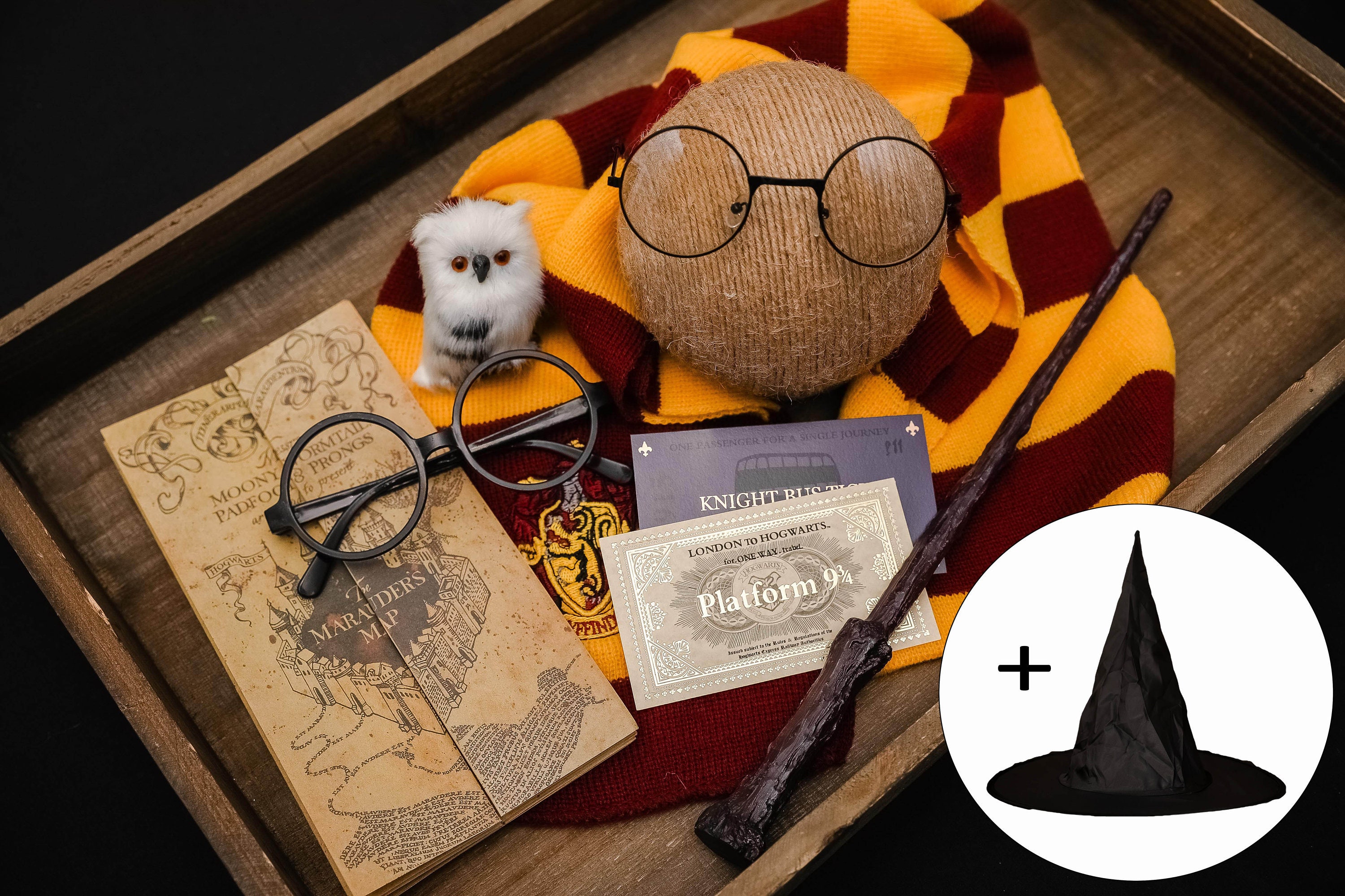 RTS Baby Props Set Photography Prop Baby Accessories Newborn Photo Prop  Scarf Round Glasses Owl Hogwarts Map Ticket Magic Wand 