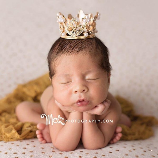 RTS!!! Gold and Silver Newborn crown, Photography prop, Tiara, Girl baby crown, Princess crown, Crystal crown, Newborn crown photo prop