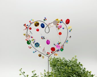 Pflanzenstecker Blumenstecker Herz Bunt Valentinstag Muttertag Gartendeko Tischdeko Frühlingsdeko Grabschmuck Cake Topper #33