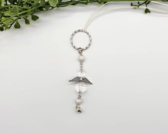 Rearview mirror pendant car jewelry car angel guardian angel lucky charm angel wings gift driving license