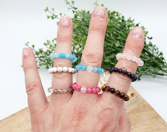 Elastic gemstone ring Anti-stress ring Help against nail biting or skin picking Summer fashion jewellery