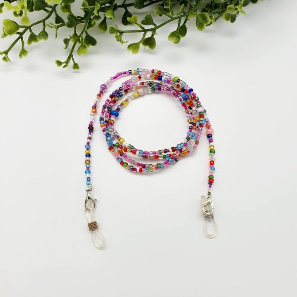 Eyewear Necklace Beads Glass Beads Rocailles Eyeglass Band Colorful Handmade Pearl Band Mask Holder Mouth Cover Holder Holder