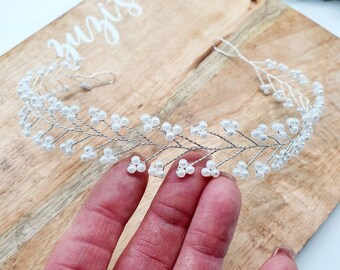 Haarschmuck mit Perlen Kommunion Hochzeit Braut Brautschmuck Tiara Brautjungfer Trauzeugin