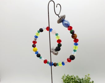 Garten Spirale Edelsteine Kristall Pflanzenstecker Blumenstecker Boho Bunt Gartendeko Tischdeko Frühlingsdeko Grabschmuck Upcycling