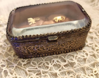 Antique silver-plated brass jewelry box
