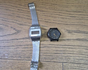 Seiko 0533-5005 Gold Plated Quartz LCD Collectible Watch *** Full