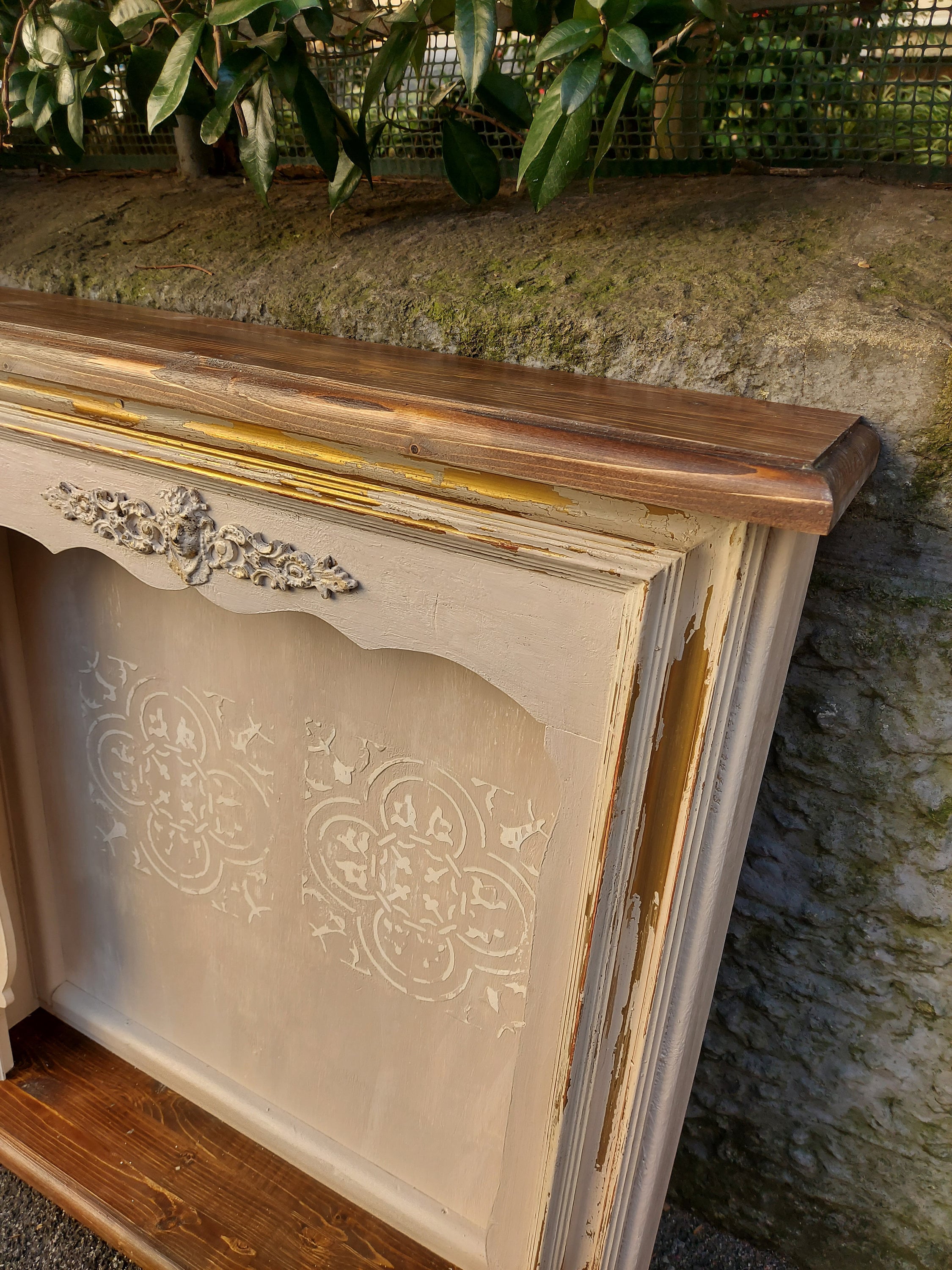Solid wood fireplace frame