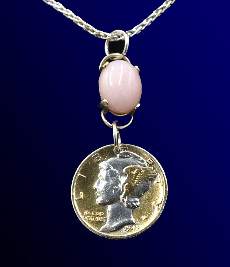 Woman S Mercury Dime Pendant Necklace 90 Silver 24