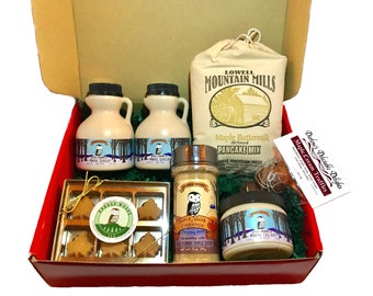 Perfect Vermont Gift - Deluxe Maple Gift Box of Treats: Maple Syrup, Pancake Mix, Maple Sugar, Maple Cream, Maple Candy, Maple Truffles