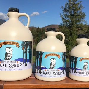 Grade A Very Dark, Strong Taste Pure Vermont Maple Syrup - End Of Season, Darkest Maple Syrup.  Barred Woods Maple Products