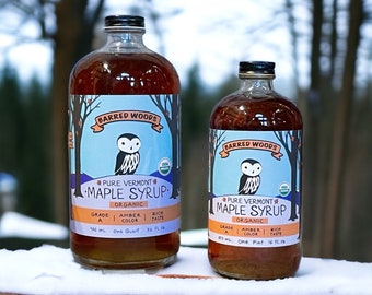 2026 Maple Syrup - Pure Organic Vermont Maple Syrup - Boston Round Glass Bottles