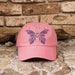 Rhinestone Butterfly Low Profile Cotton Cap 