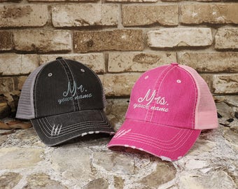 Customized Trucker Hat Set for Couples: Mr.and Mrs, Mr. and Mr., Mrs. and Mrs.