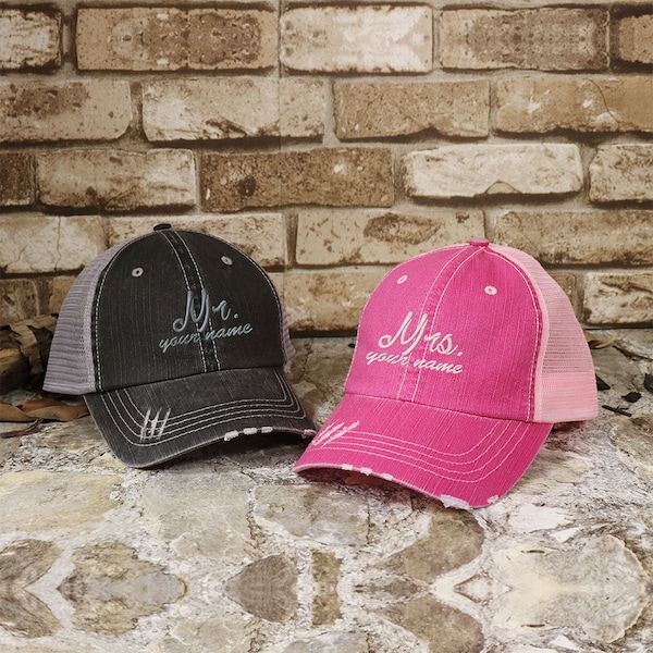 Customized Trucker Hat Set for Couples: Mr.and Mrs, Mr. and Mr., Mrs. and Mrs.