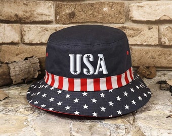 USA Stars \u0026 Stripes Bucket Hat - Etsy