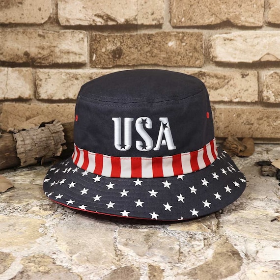 USA Stars \u0026 Stripes Bucket Hat - Etsy