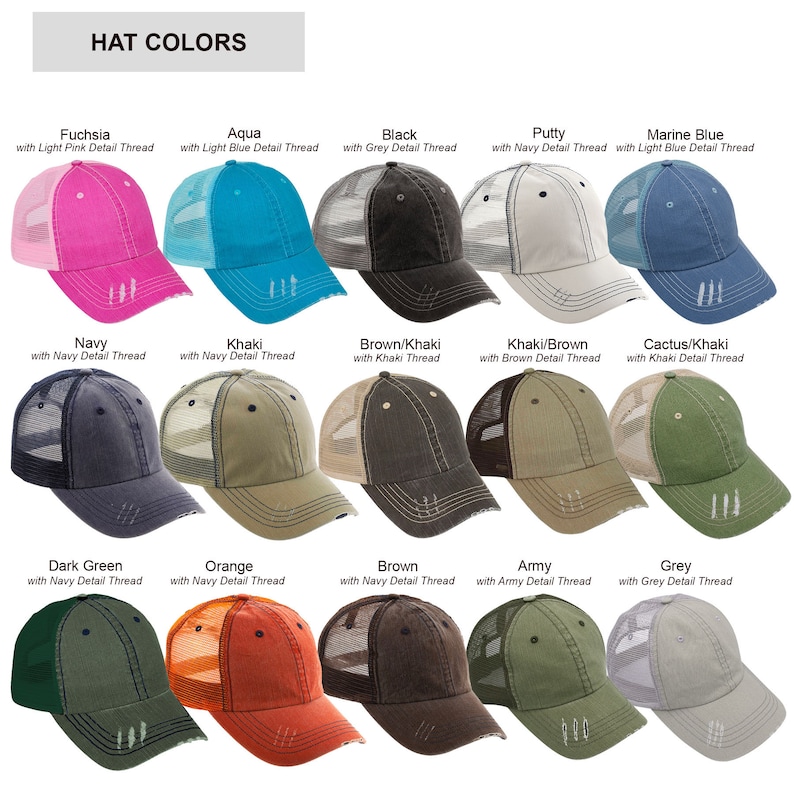 Customized Trucker Hat, Personalized Baseball Cap, Distress Hat, Custom Embroidery image 3