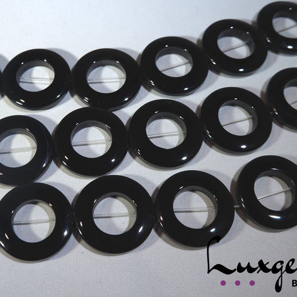 Black Onyx - 20mm, 30mm, 40mm - Round pendant - Loose beads 5 pcs - natural agate - manufacture offers -ON070/ON071/ON072