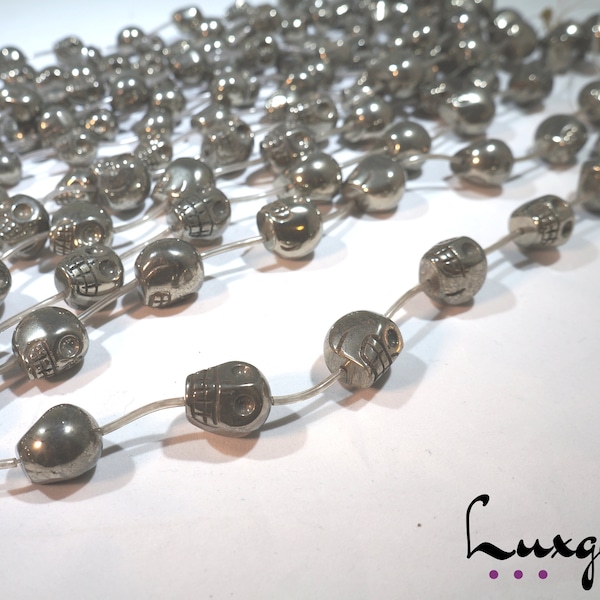 Pyrite - 8mm, 10mm, 12mm, 14mm, 16mm, 18mm - Skull shape beads -  Loose stone 5 pcs Natural Gemstones -PY005/PY006/PY007/PY008/PY009/PY010