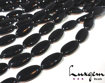 Black Onyx - 15x30mm, 20x40mm - Oval shape beads - natural agate - manufacture offers -ON093/ON094