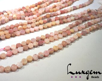 Pink opal beads - 8mm - Flower shape -  Natural Gemstones - Manufacture offers - PO001