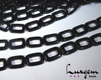 Black Onyx - 15x22mm, 18x25mm, 22x30mm - Rectangle pendant - Loose beads 5 pcs - natural agate - manufacture offers -ON064/ON065/ON066