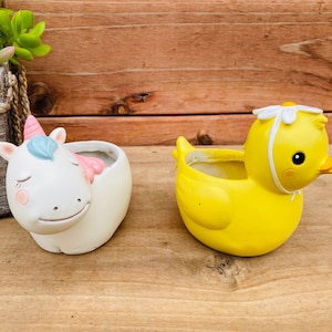 Succulent Pots Small planter Flower pot Cute Animal Pot Unicorn Duck image 1