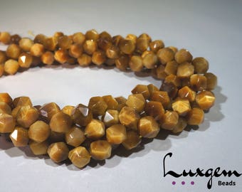 Yellow Tiger eye - 6mm, 8mm, 10mm, 12mm - Star cut Faceted beads - natural gemstones - manufacture offers - TE005/TE006/TE007/TE008