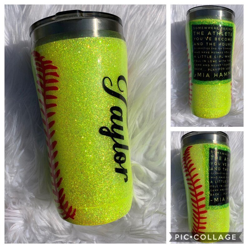 Custom Softball Stainless Tumbler Etsy