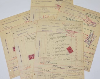1898 The Union Pacific Coal Company Invoices * UPRR Memorabilia * Old West Ephemera * 10 pages