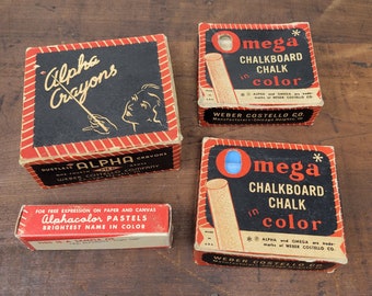 Vintage Lot of Weber Costello Chalk * Chalkboard Chalk * Dustless Crayon * Collectibles