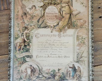 Antique Baptismal Certificate 1894