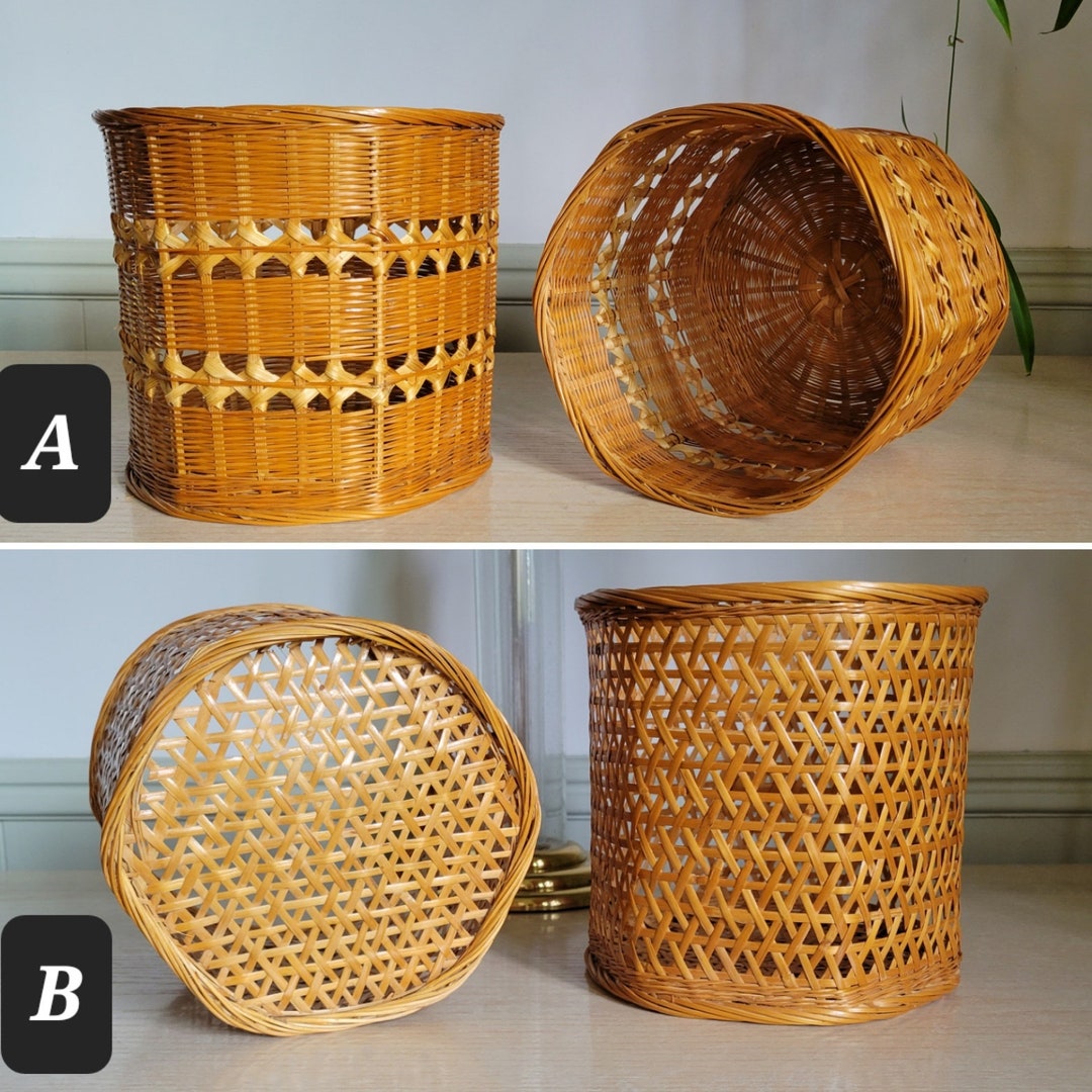 Vintage Wicker Baskets / Planters Set of 2 DIY Lamp Shades Indoor