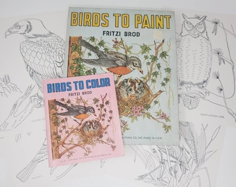 Birds To Color by Fritzi Brod * Vintage Coloring Book