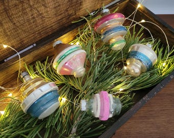 Vintage Shiny Brite Mercury Glass Atomic Lantern Tornado Christmas Ornaments (5)