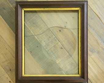 Antique Wooden Picture Frame with Inner Gilt Molding