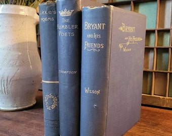 Instant Library * 1800s Books * Blue & Gold * Staging Props * Home Accents * Antique Books