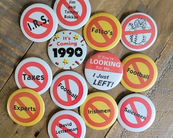 Lot of Satirical Novelty Pinback Buttons