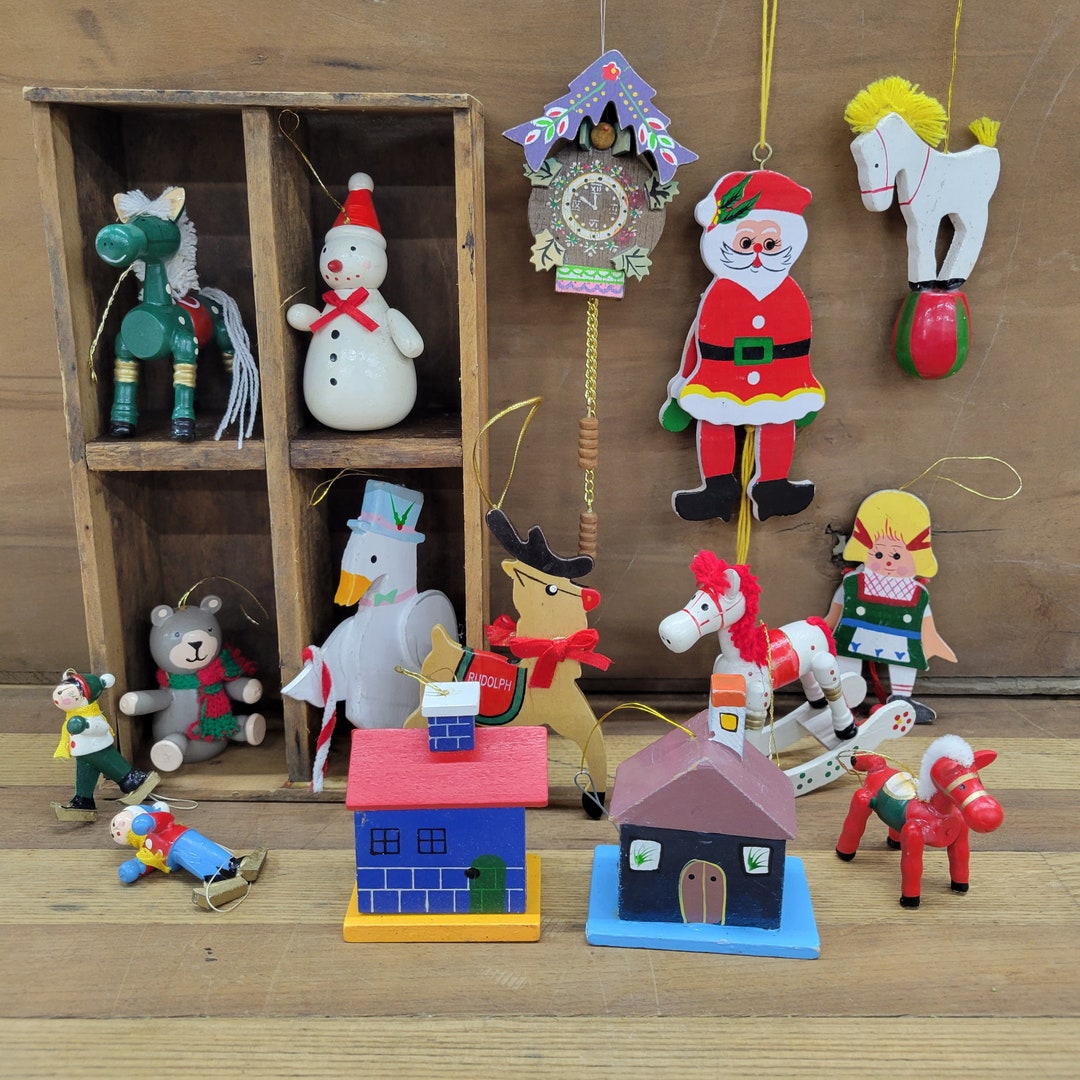 Vintage Wooden Christmas Ornaments Christmas Decorations Hand Painted