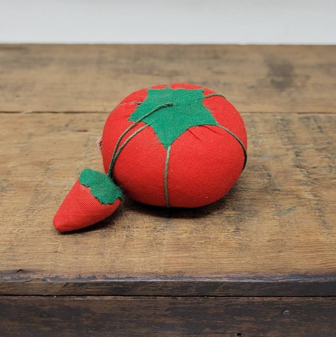 Vintage Pin Cushion Needle Sharpener New Old Stock Tomato Pin Cushion