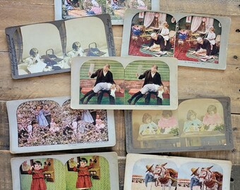 Antique Stereoview Cards with Children