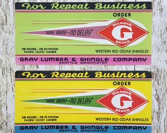 Papel secante de tinta vintage de la marca Diamond G: Publicidad maderera de Seattle (2)