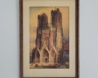 J. Alphege Brewer Etching Cathedrale Notre-Dame De Reims