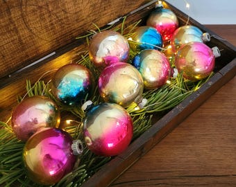 Vintage Shiny Brite Ombre Glass Christmas Ornaments (11)