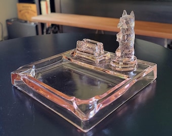 Depression Glass Scottish Terrier Ashtray / Paint Brush Rest