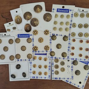 Lot of Vintage Buttons * New Old Stock! * Brass Gold Look * Metal and Plastic