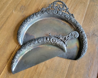 Antique Victorian Silver-plated Crumb Trays (2)